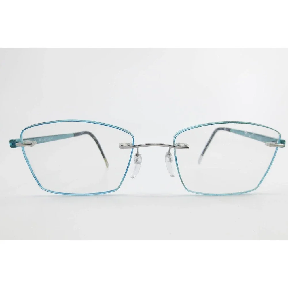Silhouette 7642 10 6055 Teal Blue Rimless Eyeglasses Frames Austria 53-17-140